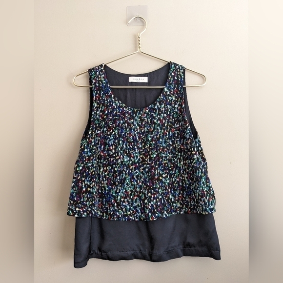 SANDRO Paris colourful overlayer tank - Picture 1 of 6